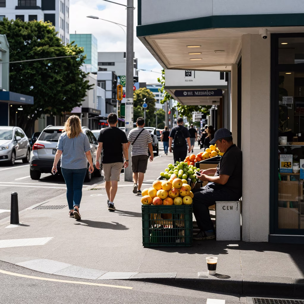 Street Scene in Auckland at Late Morning Light in in Auckland, New Zealand