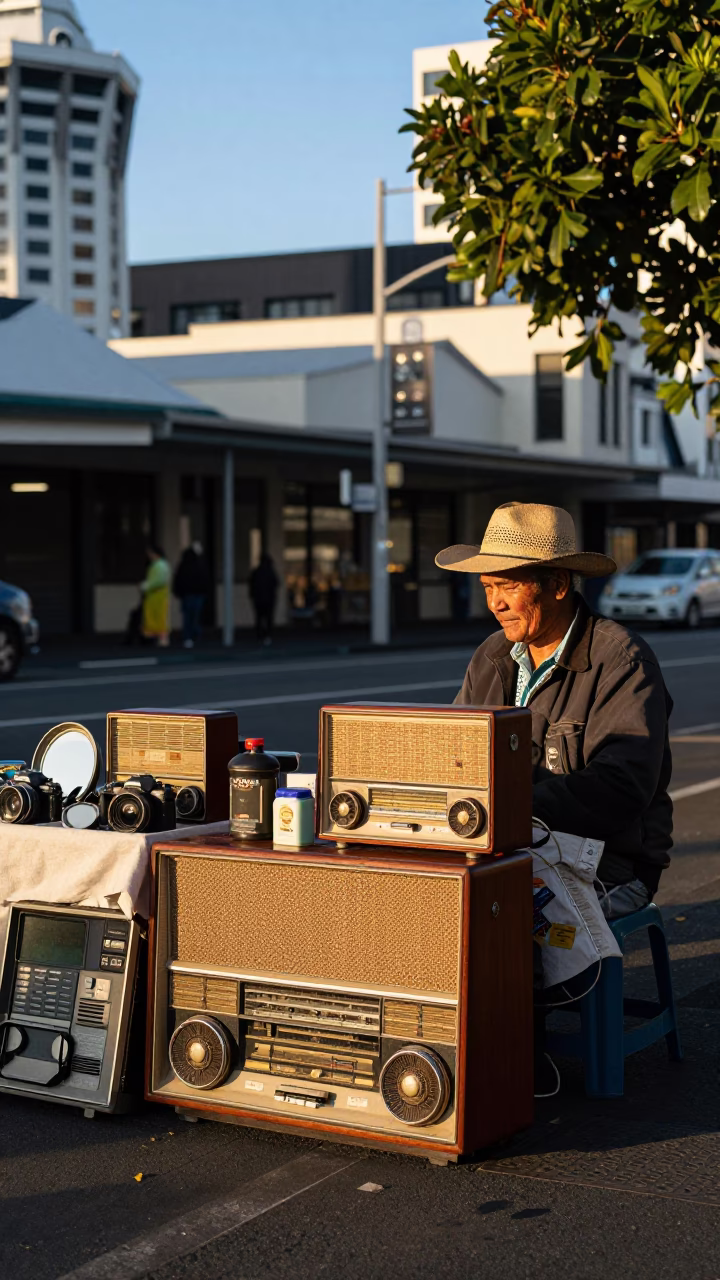 Street Scene in Auckland at The Late Afternoon Light in in Auckland, New Zealand