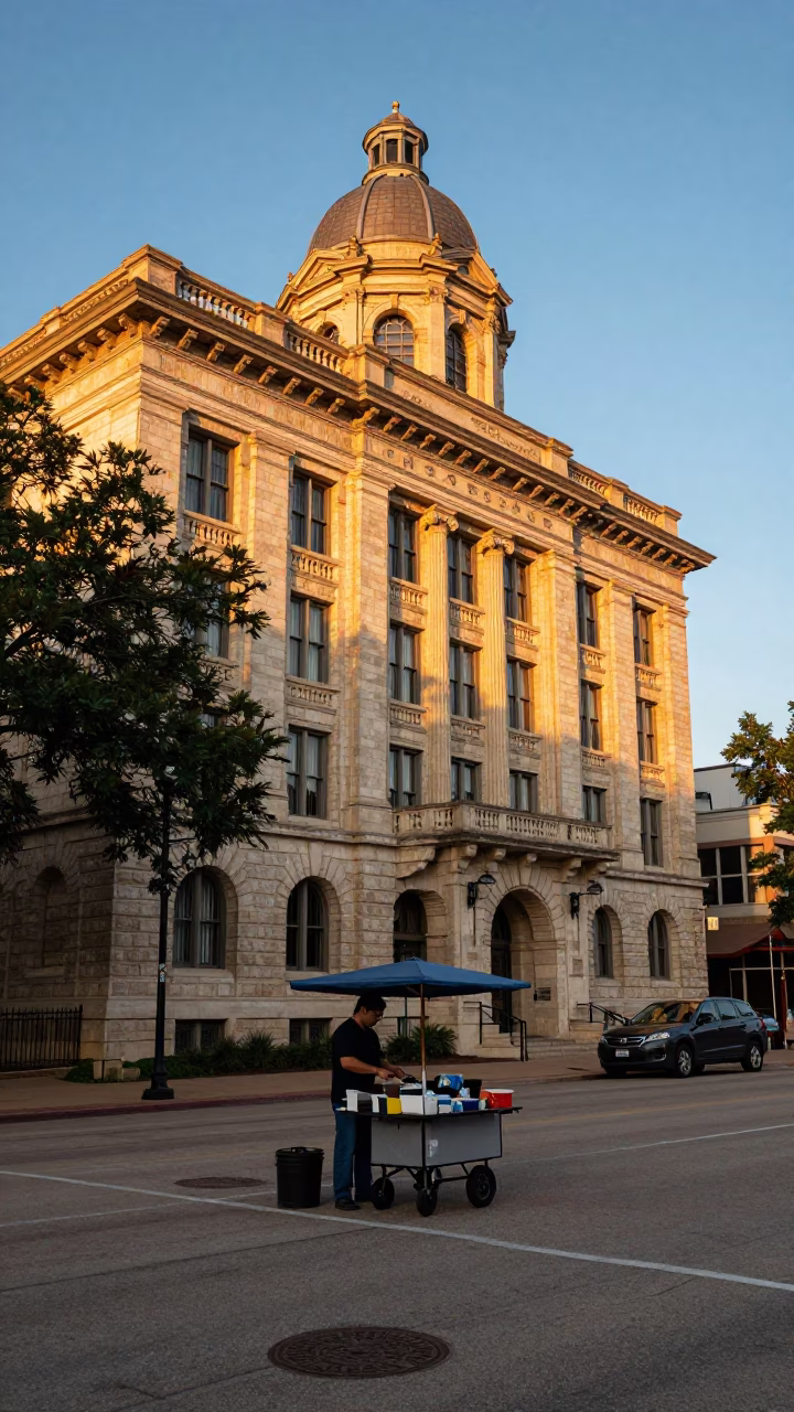 Street Scene in Austin at First Light Of Dawn in in Austin, Texas, United States