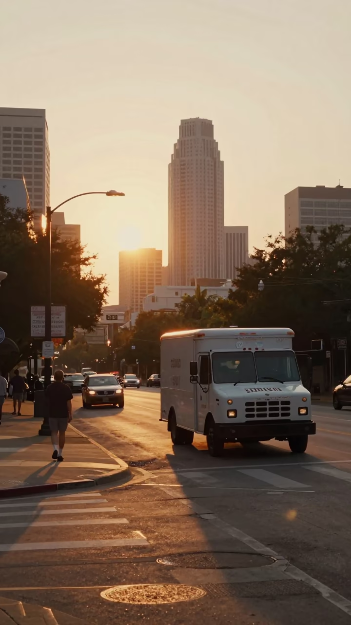 Street Scene in Austin at Golden Hour in in Austin, Texas, United States