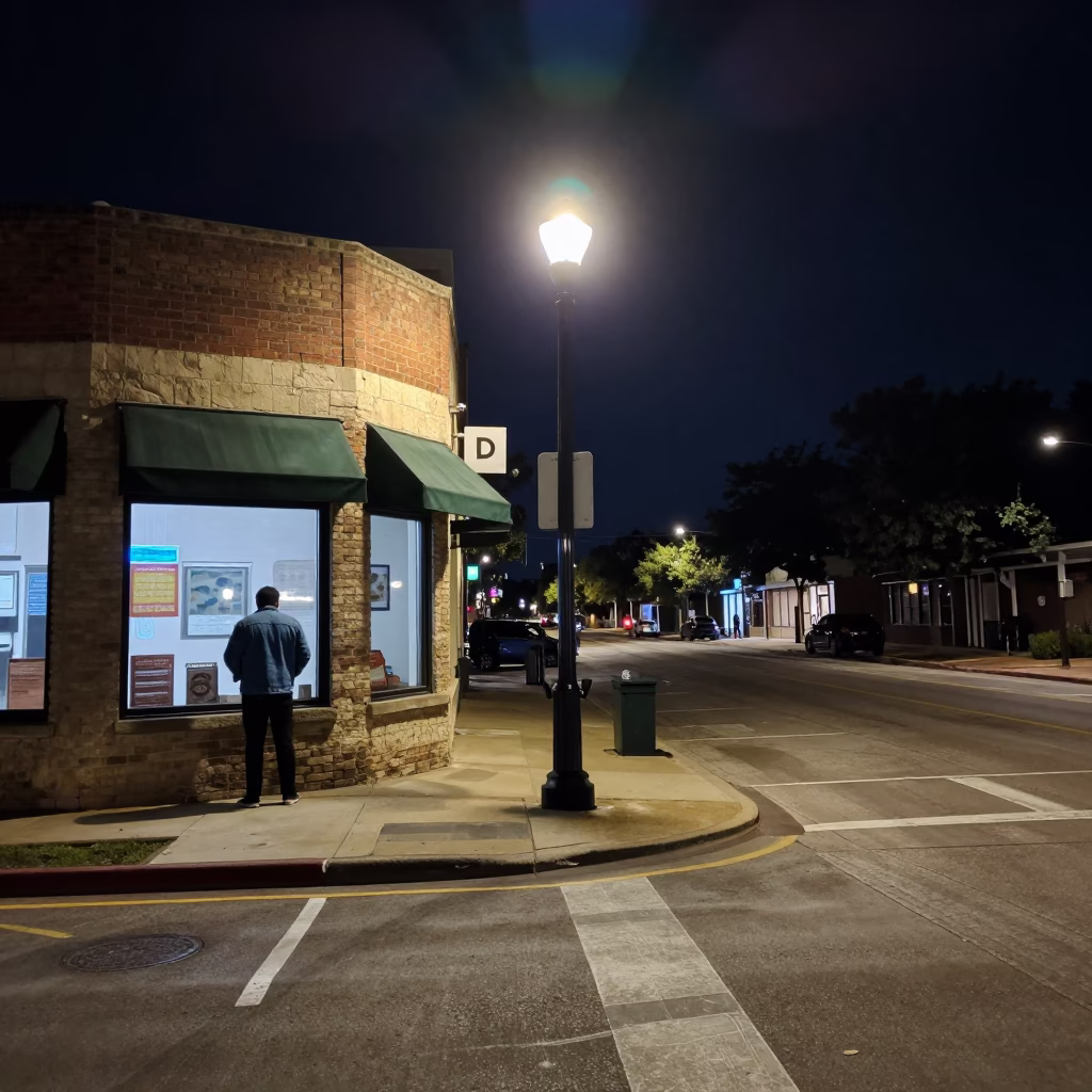 Street Scene in Austin at Late At Night Light in in Austin, Texas, United States