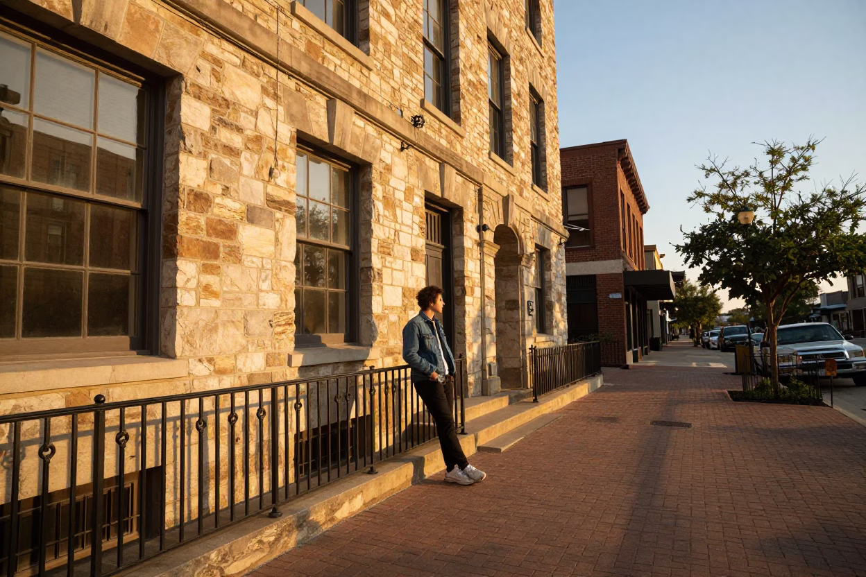 Street Scene in Austin at Sunset Light in in Austin, Texas, United States