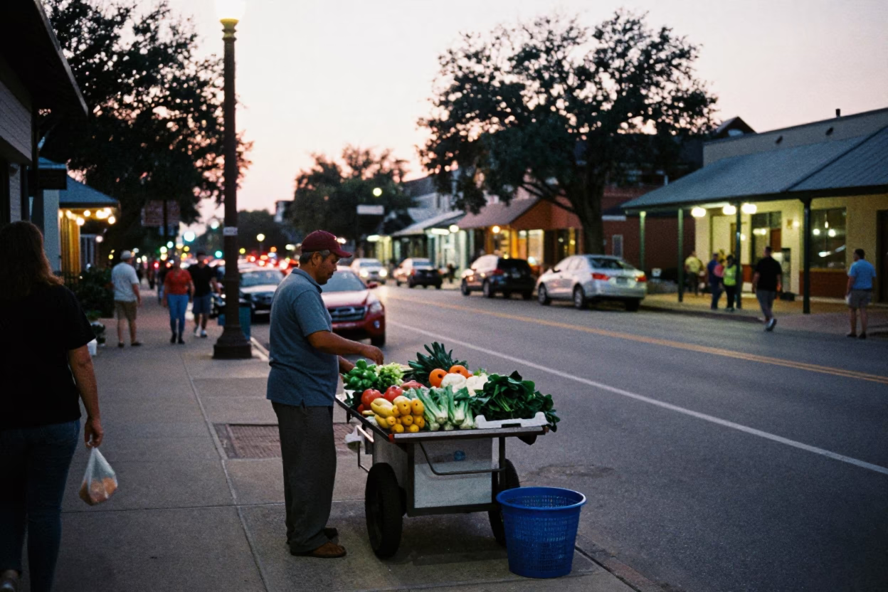 Street Scene in Austin at The Early Evening Light in in Austin, Texas, United States