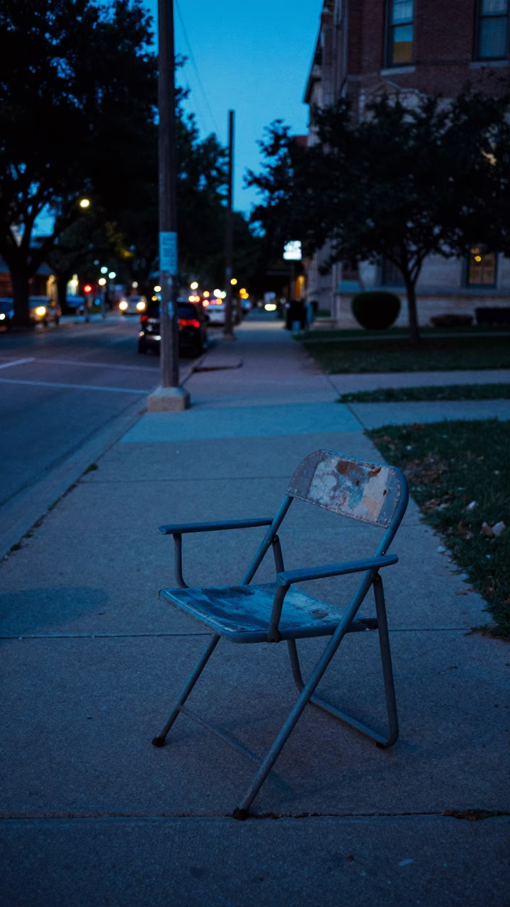 Street Scene in Austin at The Last Blue Light Of Evening in in Austin, Texas, United States