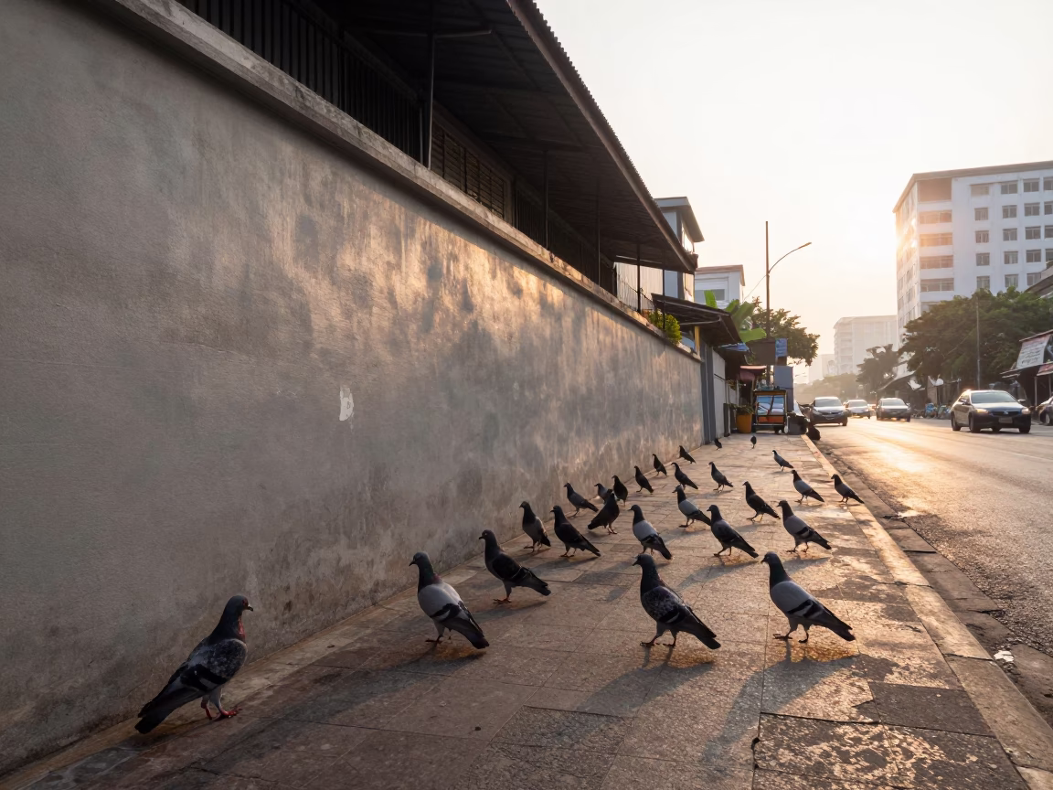 Street Scene in Bangkok at First Light Of Dawn in in Bangkok, Thailand