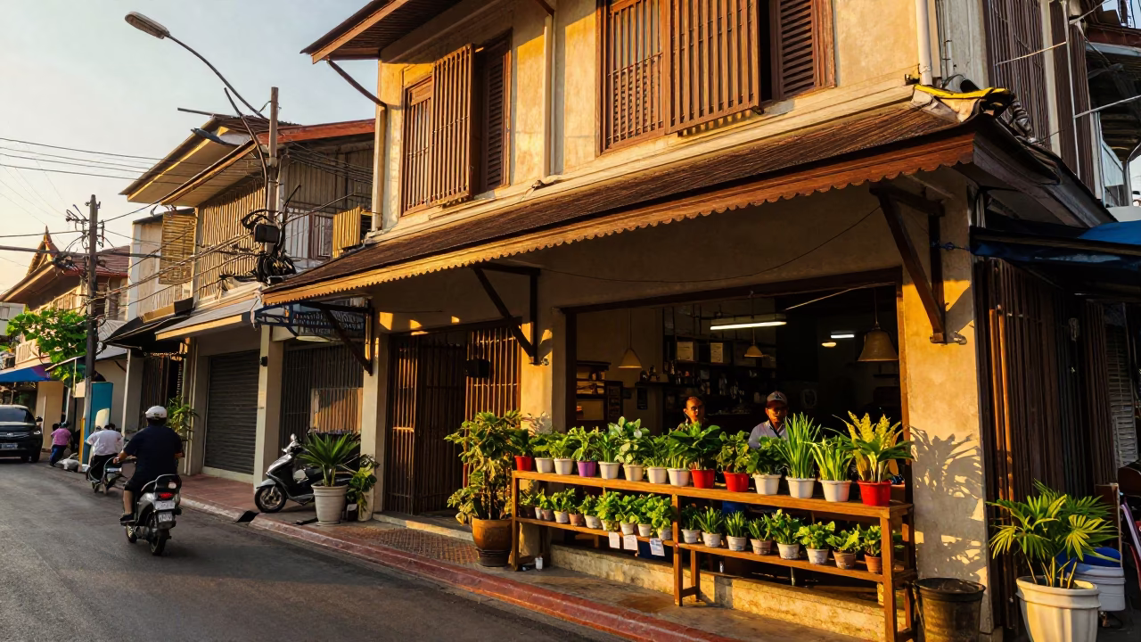 Street Scene in Bangkok at Golden Hour in in Bangkok, Thailand
