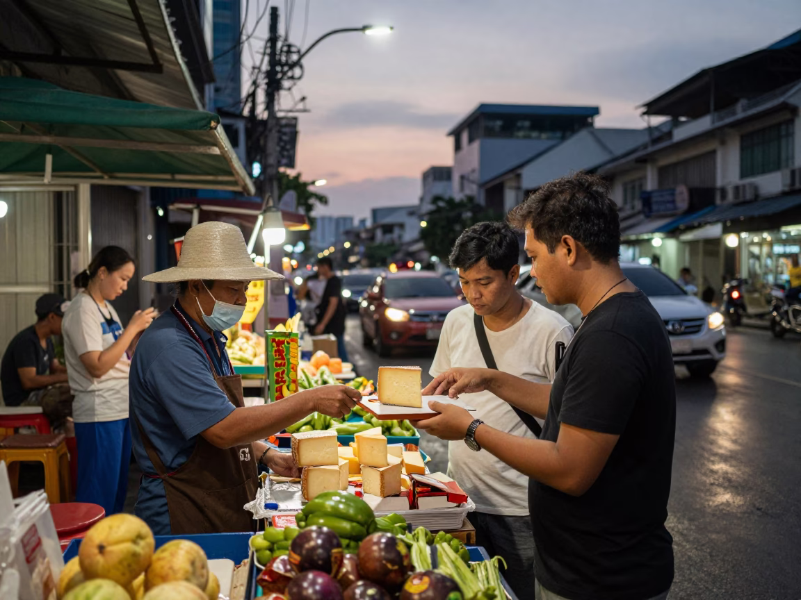Street Scene in Bangkok at Twilight in in Bangkok, Thailand