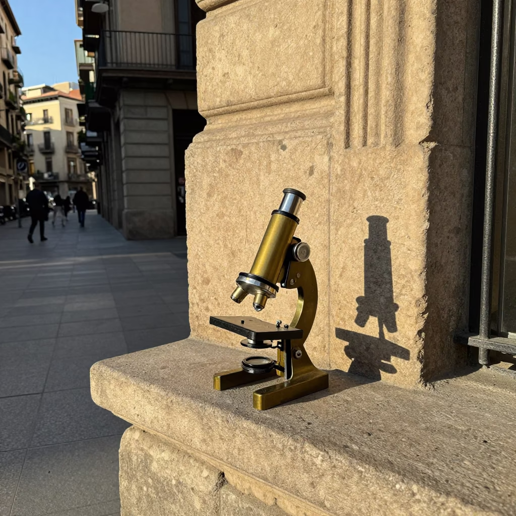 Street Scene in Barcelona at Clear Late-afternoon Light in in Barcelona, Spain