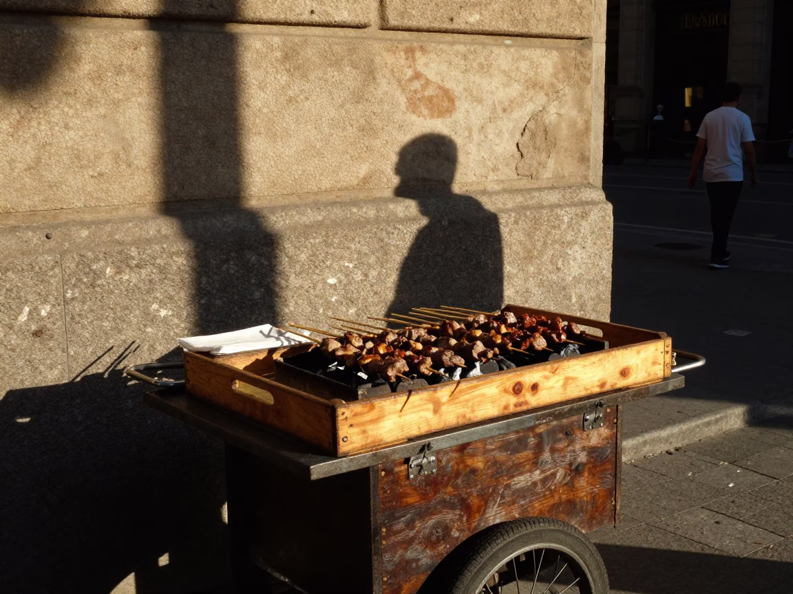 Street Scene in Barcelona at The Late Afternoon Light in in Barcelona, Spain