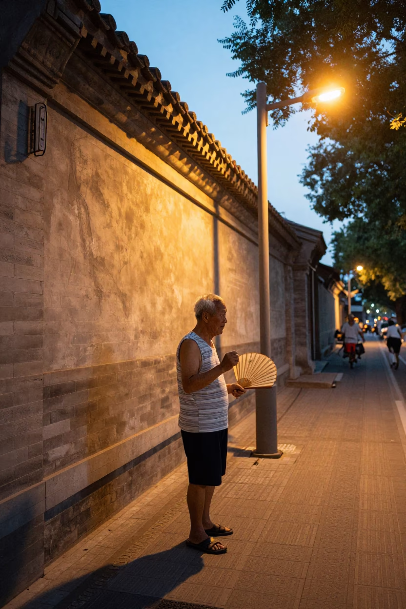 Street Scene in Beijing at Evening Light in in Beijing, China