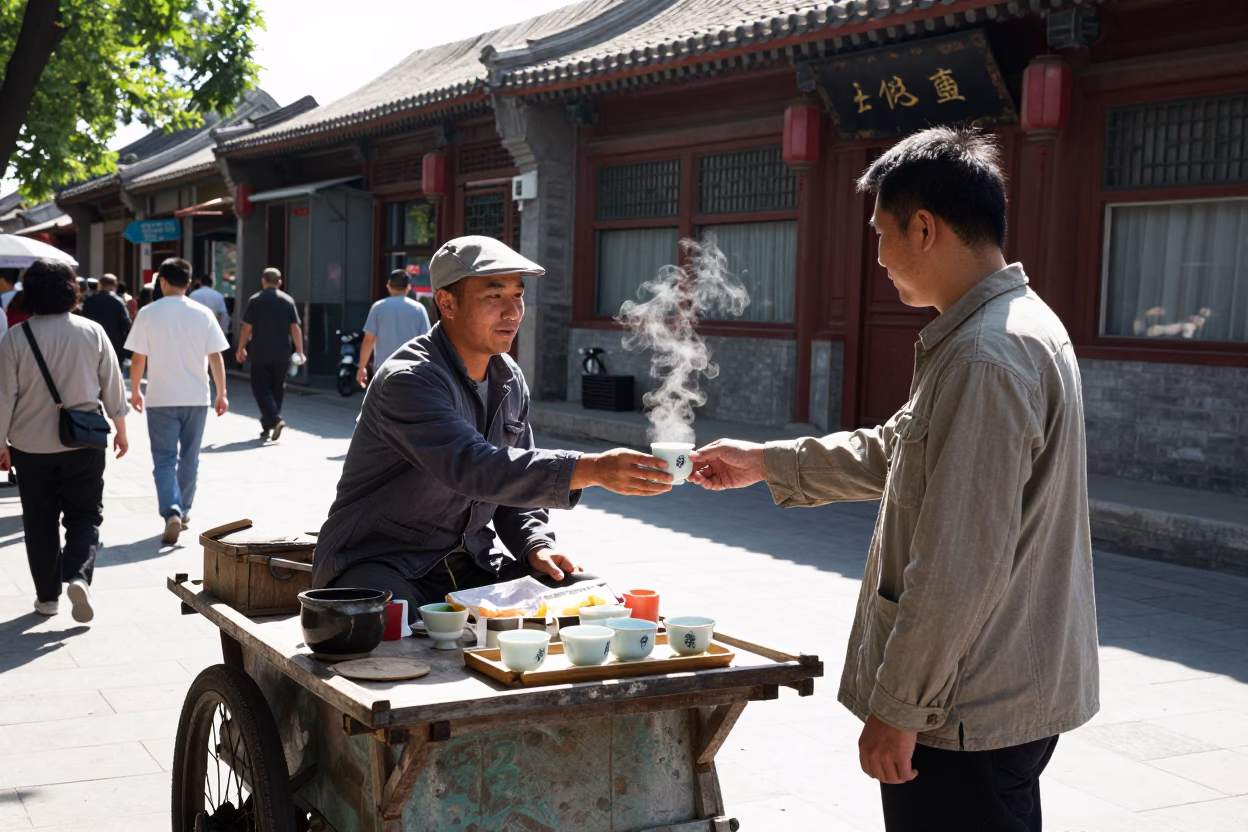 Street Scene in Beijing at Midday Light in in Beijing, China