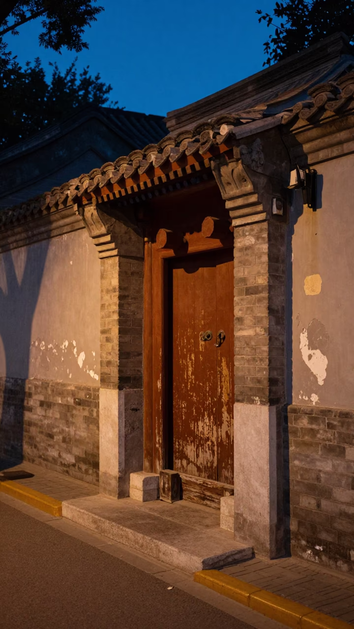 Street Scene in Beijing at Twilight in in Beijing, China
