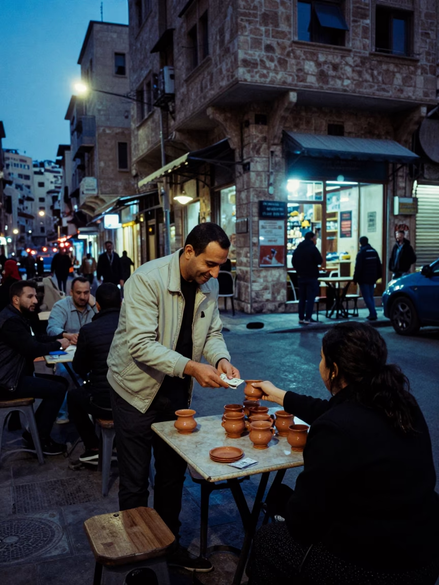 Street Scene in Beirut at Blue Hour in in Beirut, Lebanon