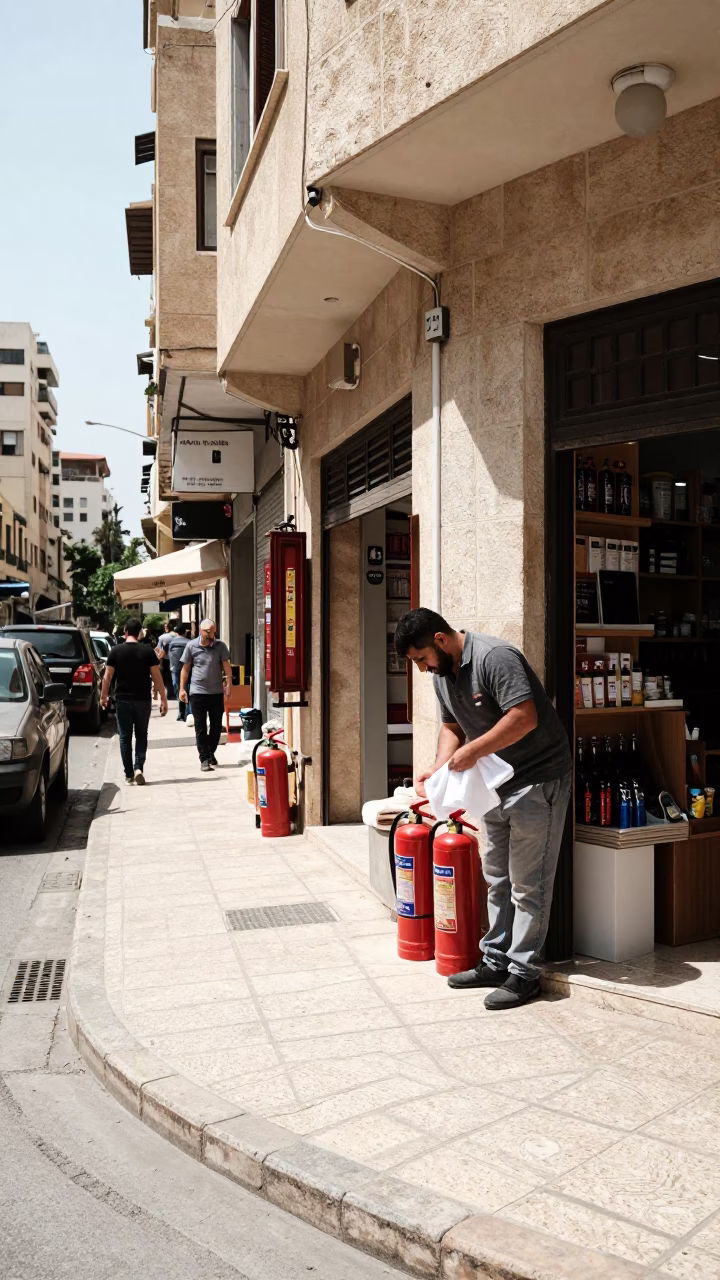 Street Scene in Beirut at Bright Midmorning Light in in Beirut, Lebanon
