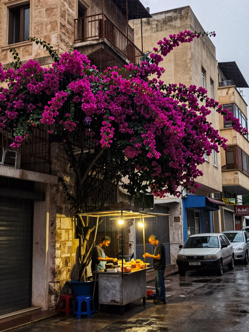 Street Scene in Beirut at Dusk Light in in Beirut, Lebanon