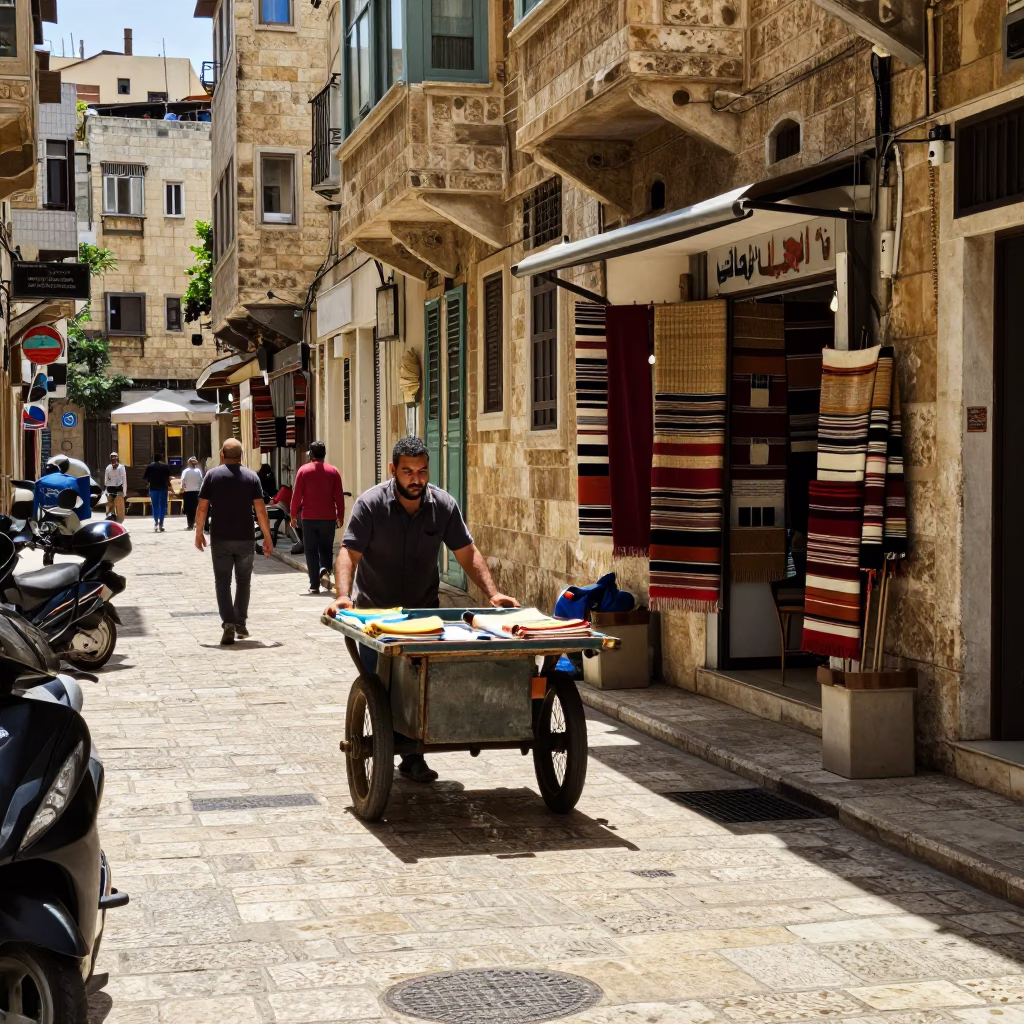 Street Scene in Beirut at Midday Light in in Beirut, Lebanon