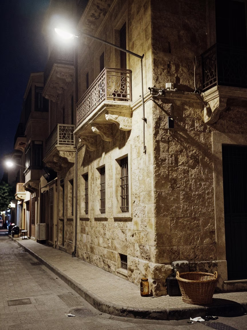 Street Scene in Beirut at Midnight Light in in Beirut, Lebanon