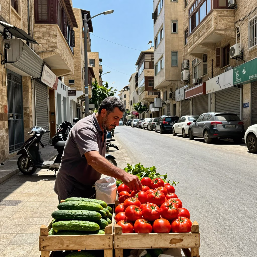 Street Scene in Beirut at The Flat Glare Of Noon Light in in Beirut, Lebanon