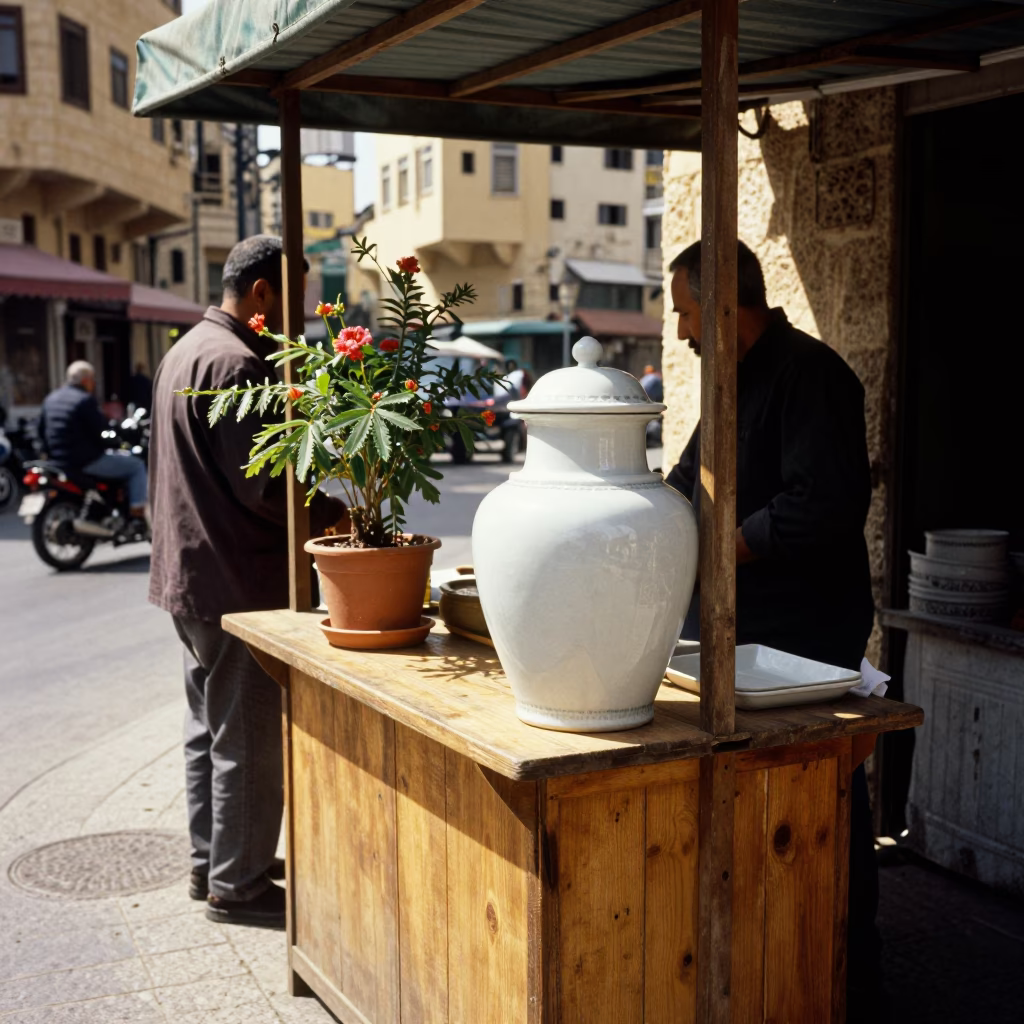 Street Scene in Beirut at The Flat Glare Of Noon Light in in Beirut, Lebanon