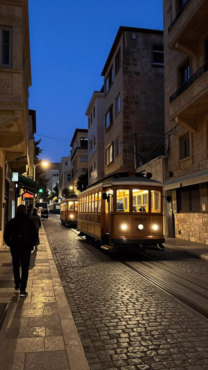 Street Scene in Beirut at The Still Hours Before Dawn Light in in Beirut, Lebanon