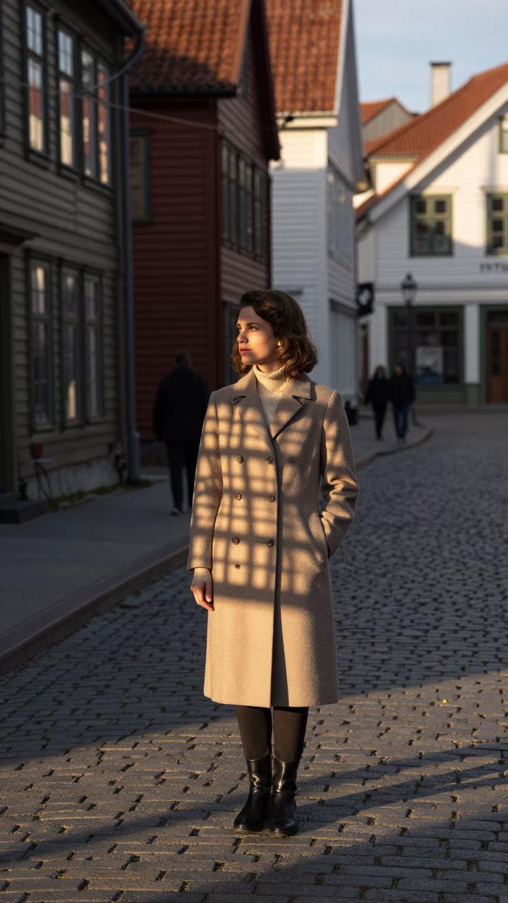 Street Scene in Bergen at Golden Hour in in Bergen, Norway