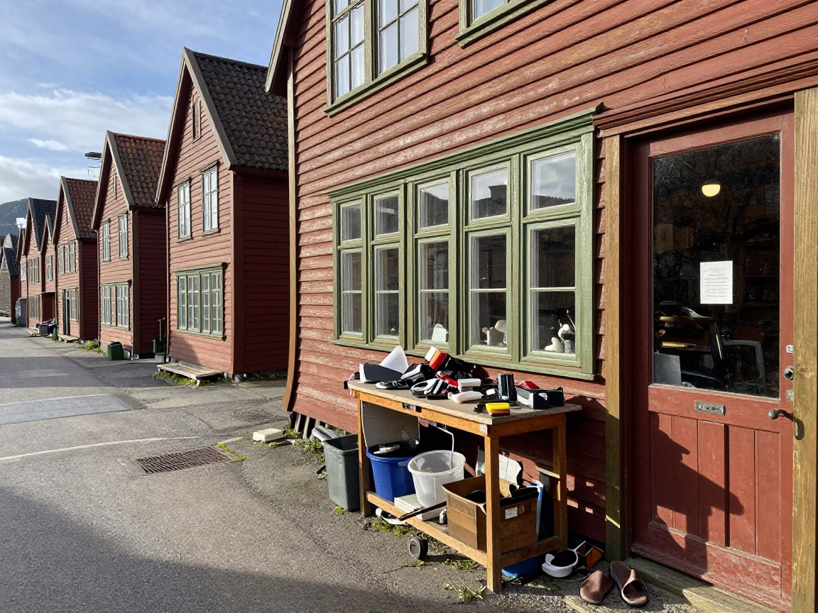 Street Scene in Bergen in in Bergen, Norway