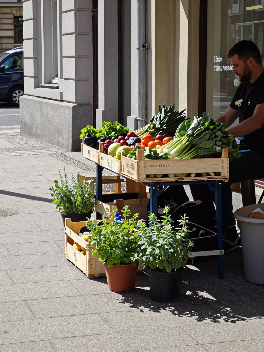 Street Scene in Berlin at Bright Midmorning Light in in Berlin, Germany