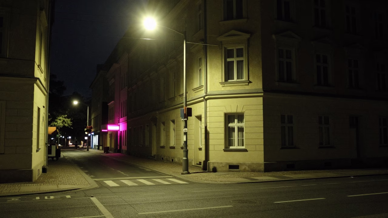 Street Scene in Berlin at Late At Night Light in in Berlin, Germany