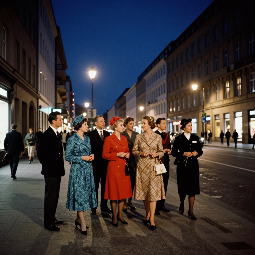 Street Scene in Berlin at Midnight Light in in Berlin, Germany
