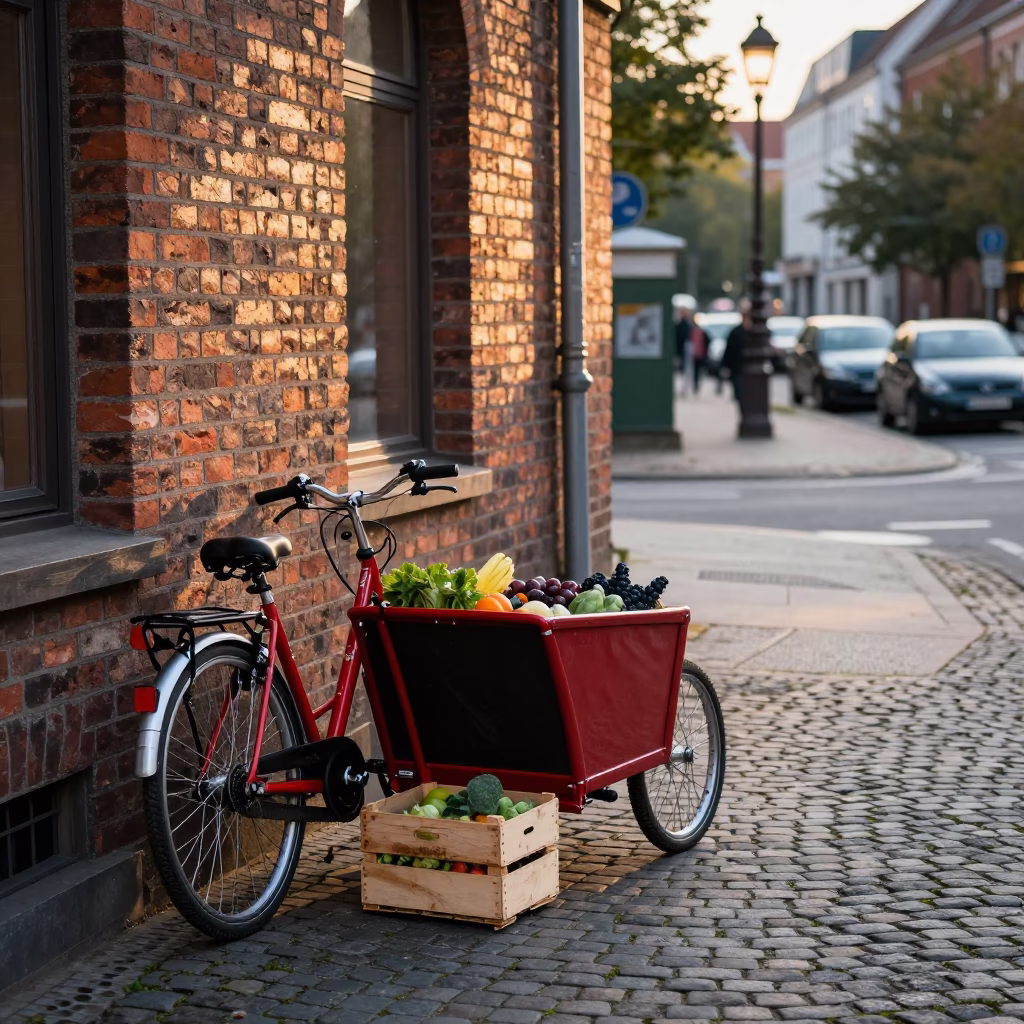 Street Scene in Berlin at Nautical Dawn Light in in Berlin, Germany