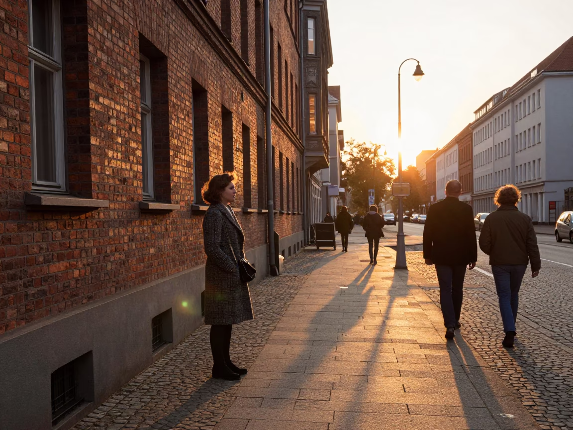 Street Scene in Berlin at Sunset Light in in Berlin, Germany