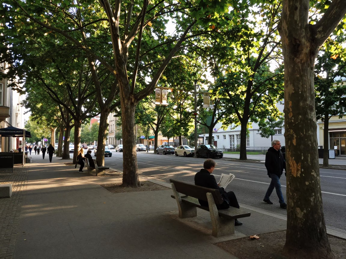 Street Scene in Berlin at The Early Afternoon Light in in Berlin, Germany