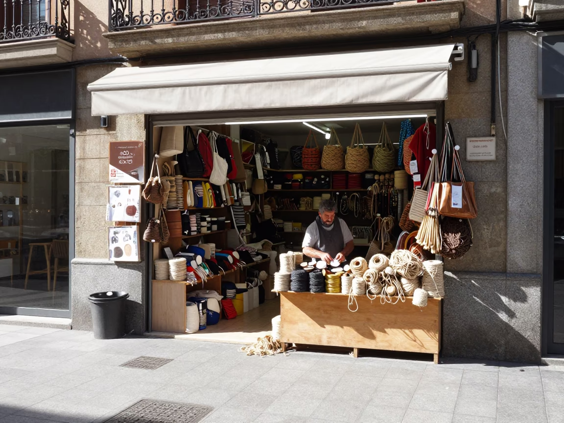 Street Scene in Bilbao at Flat Noon Light in in Bilbao, Spain