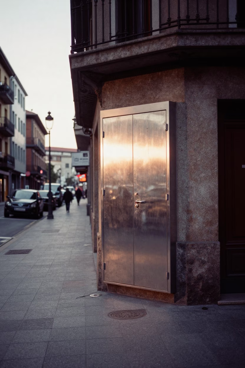Street Scene in Bilbao at The Early Morning Light in in Bilbao, Spain