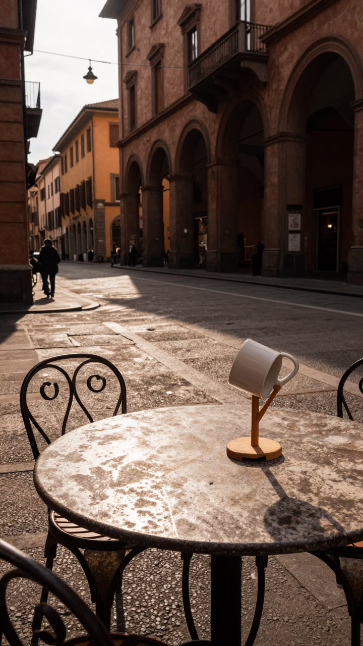 Street Scene in Bologna at The Late Afternoon Light in in Bologna, Italy