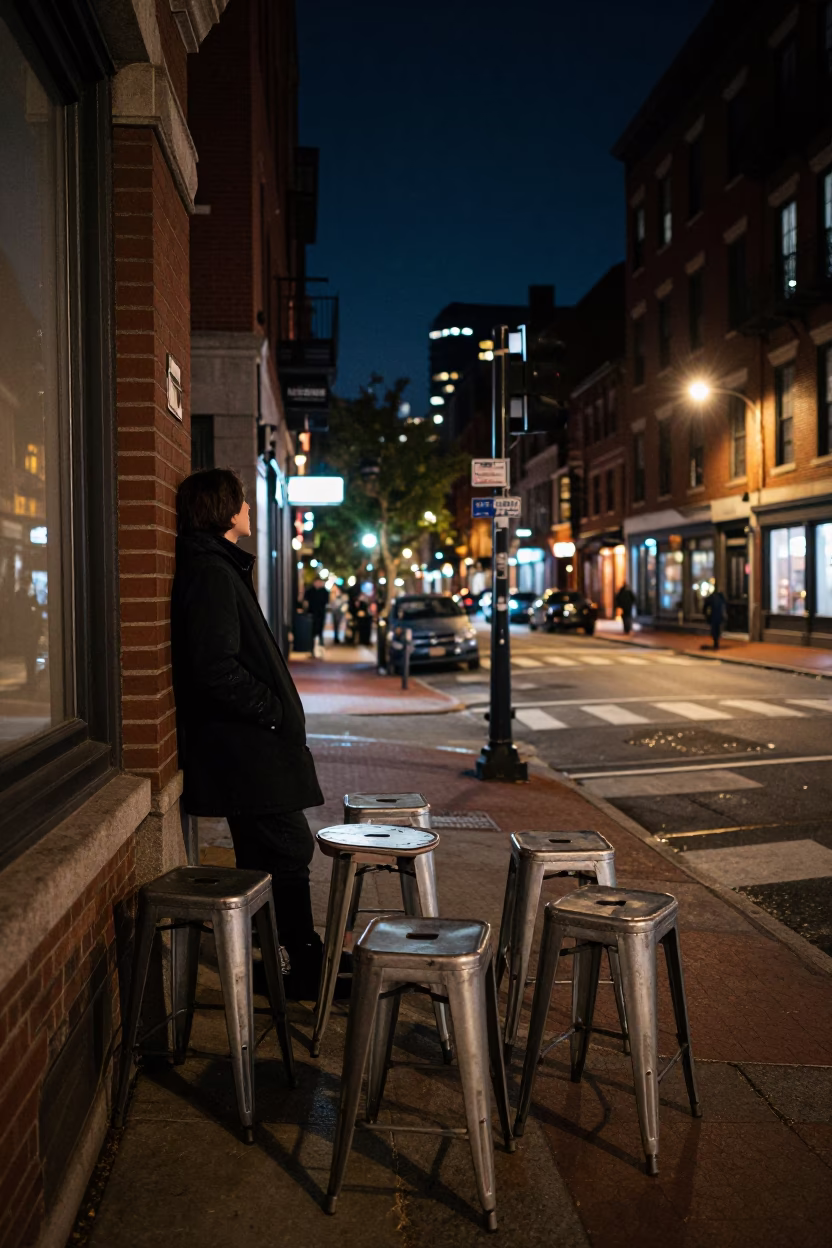 Street Scene in Boston at Deep In The Night Light in in Boston, Massachusetts, United States