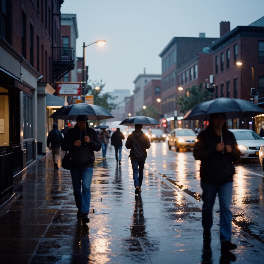 Street Scene in Boston at Dusk Light in in Boston, Massachusetts, United States