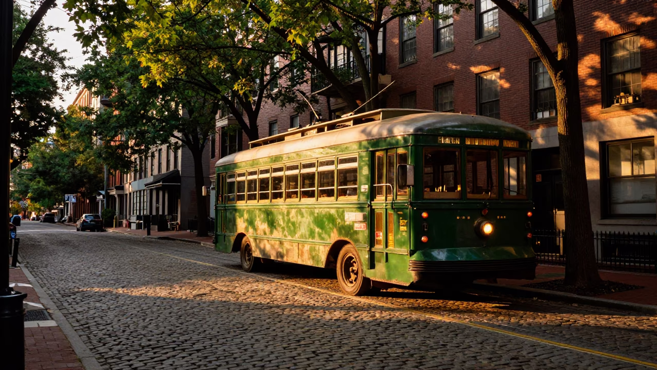 Street Scene in Boston at Honeyed Evening Light in in Boston, Massachusetts, United States