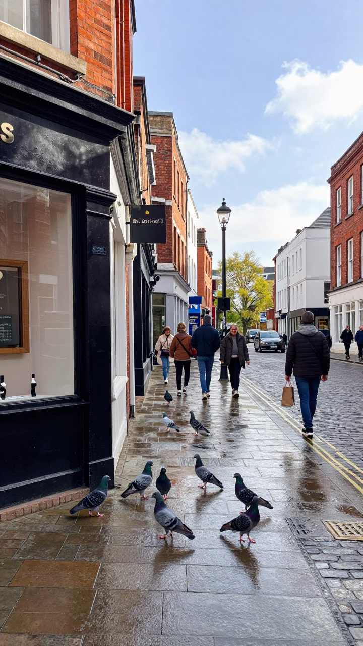 Street Scene in Bristol at Bright Midmorning Light in in Bristol, United Kingdom