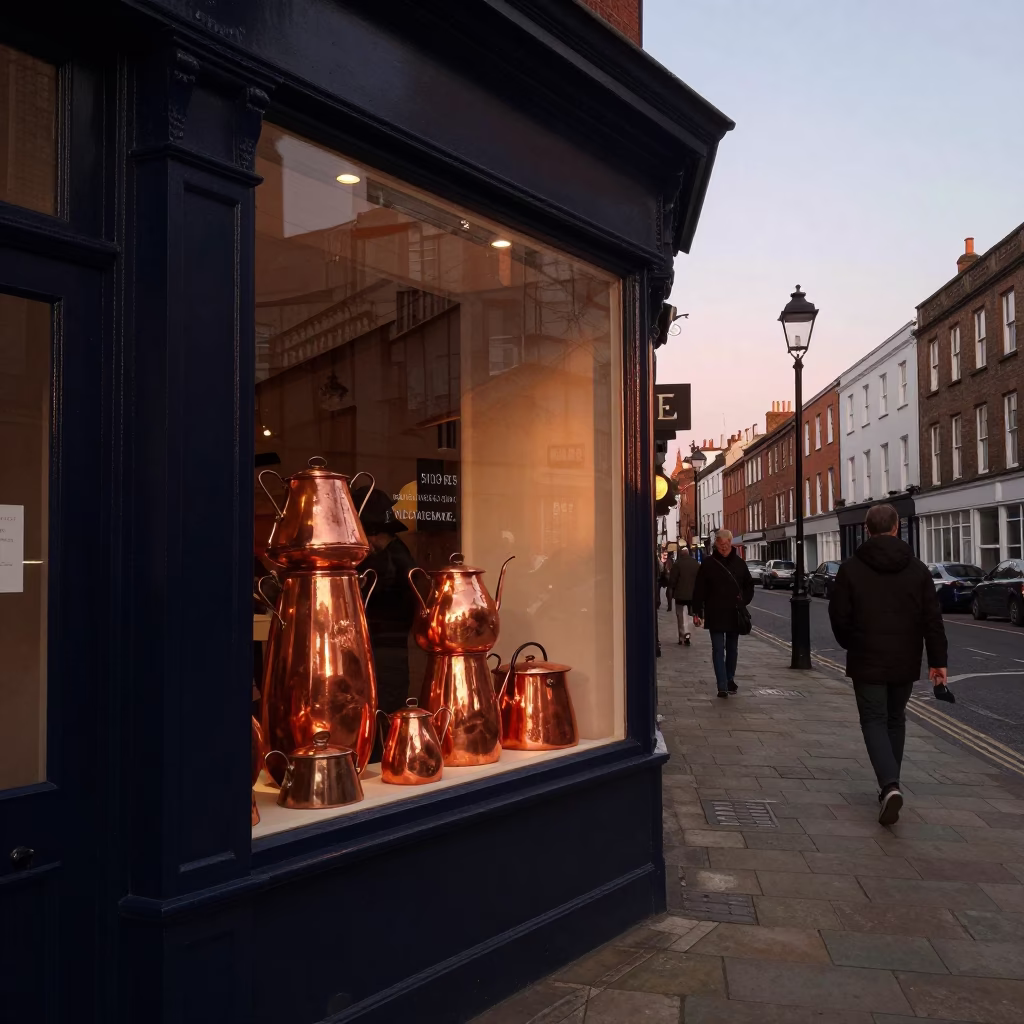 Street Scene in Bristol at Copper-toned Light Before Dusk in in Bristol, United Kingdom