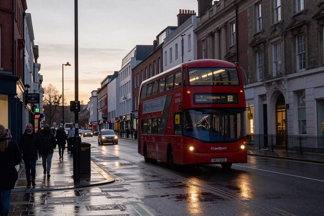 Street Scene in Bristol at First Light Of Dawn in in Bristol, United Kingdom