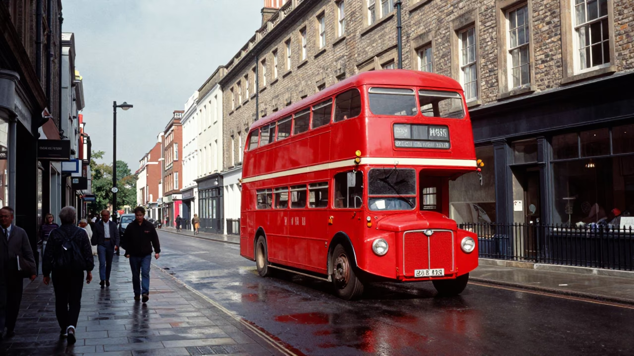 Street Scene in Bristol at Flat Noon Light in in Bristol, United Kingdom
