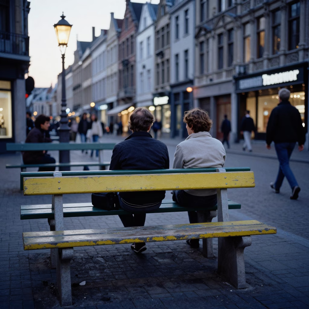 Street Scene in Brussels at The Early Evening Light in in Brussels, Belgium