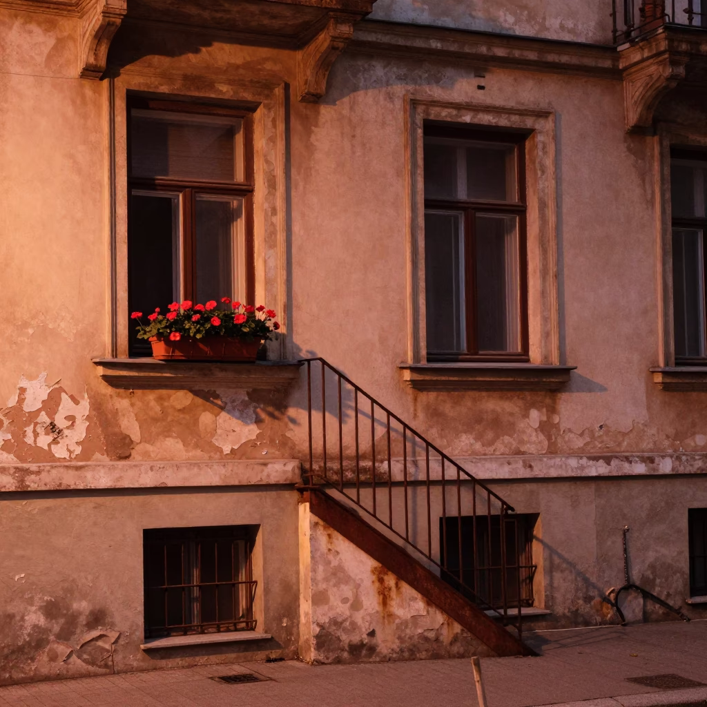 Street Scene in Budapest at Copper-toned Light Before Dusk in in Budapest, Hungary