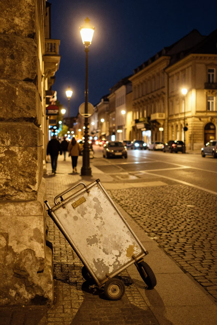 Street Scene in Budapest at Midnight Light in in Budapest, Hungary