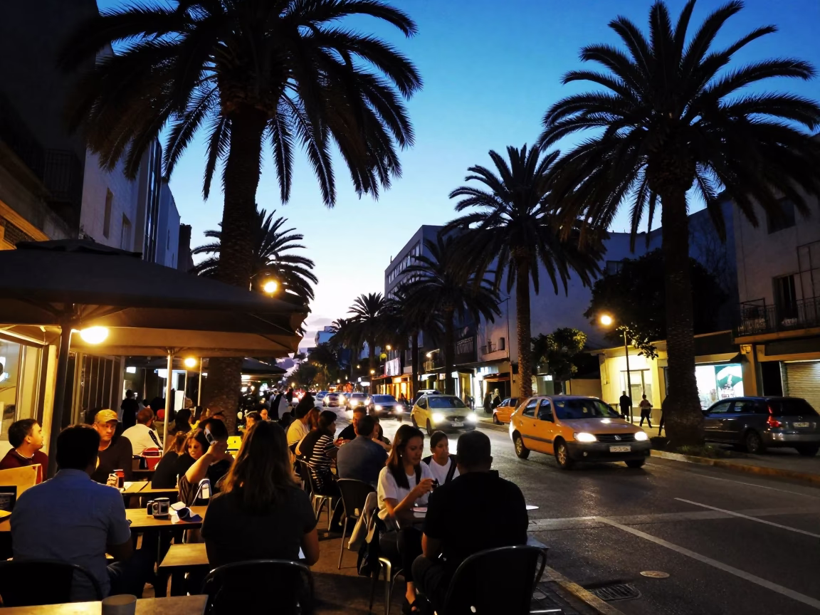 Street Scene in Buenos Aires at Blue Hour in in Buenos Aires, Argentina
