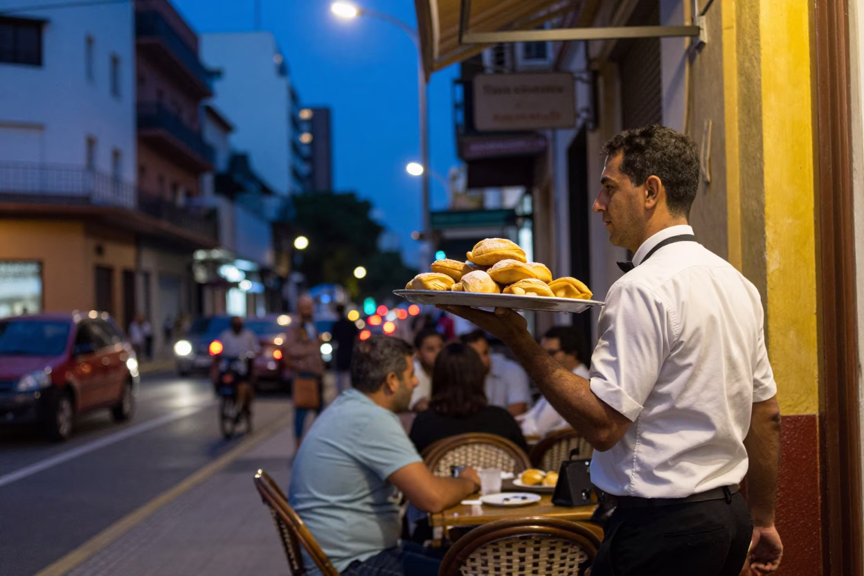 Street Scene in Buenos Aires at Blue Hour in in Buenos Aires, Argentina