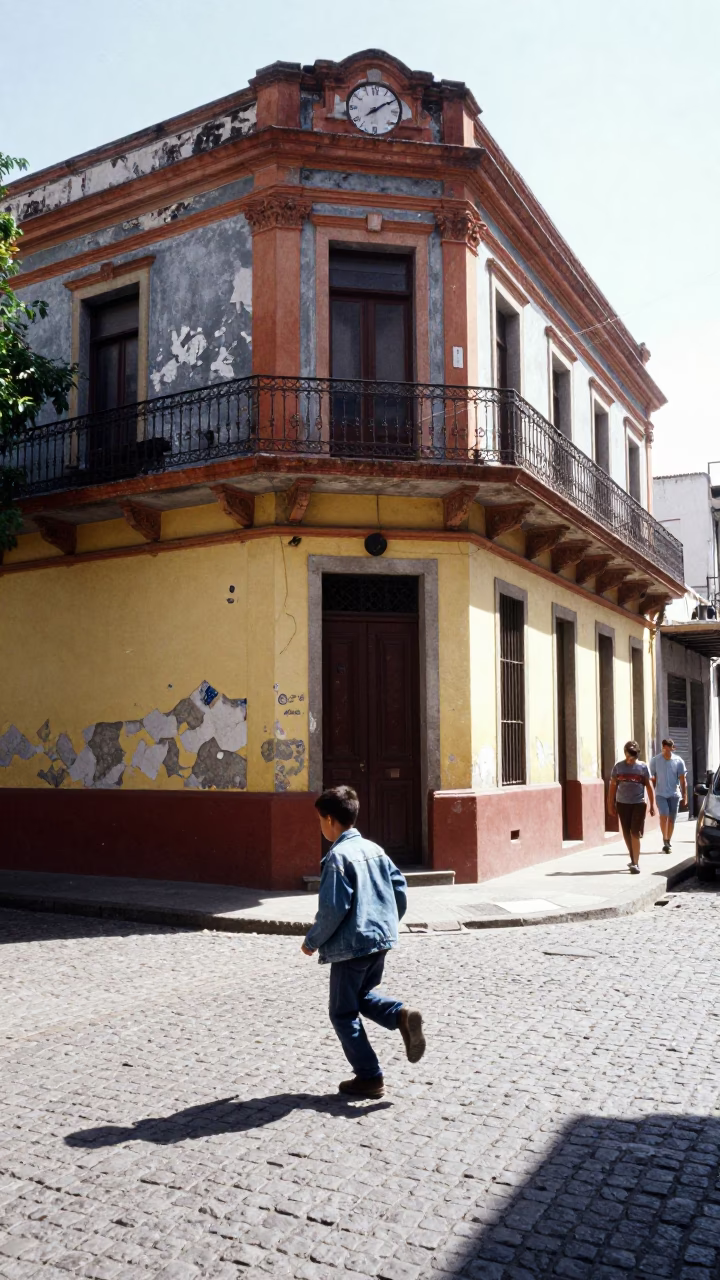 Street Scene in Buenos Aires at Bright Midmorning Light in in Buenos Aires, Argentina