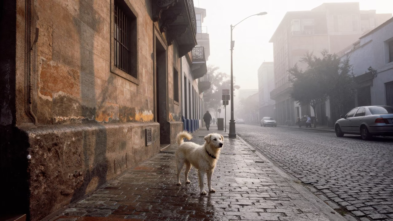 Street Scene in Buenos Aires at Dawn Light in in Buenos Aires, Argentina