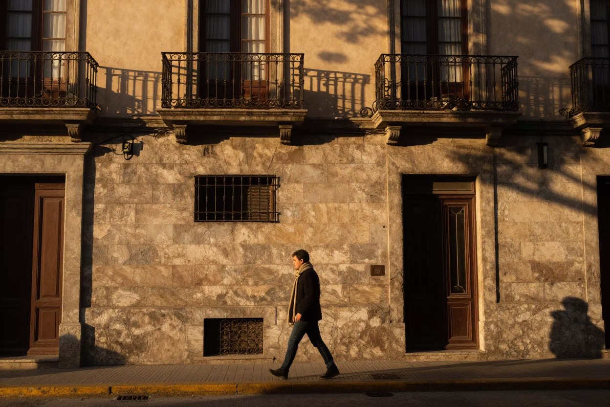 Street Scene in Buenos Aires at Golden Hour in in Buenos Aires, Argentina
